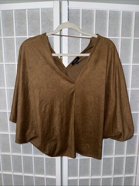 Drew  Brown Draped V-Neck Loose Fit Blouse Size XS